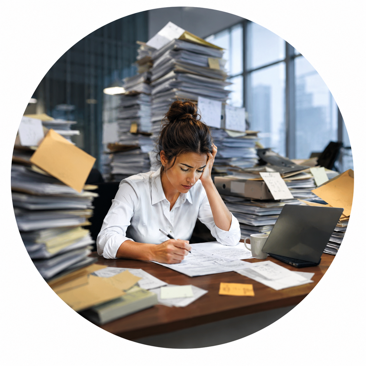 Femme senior regardant des documents